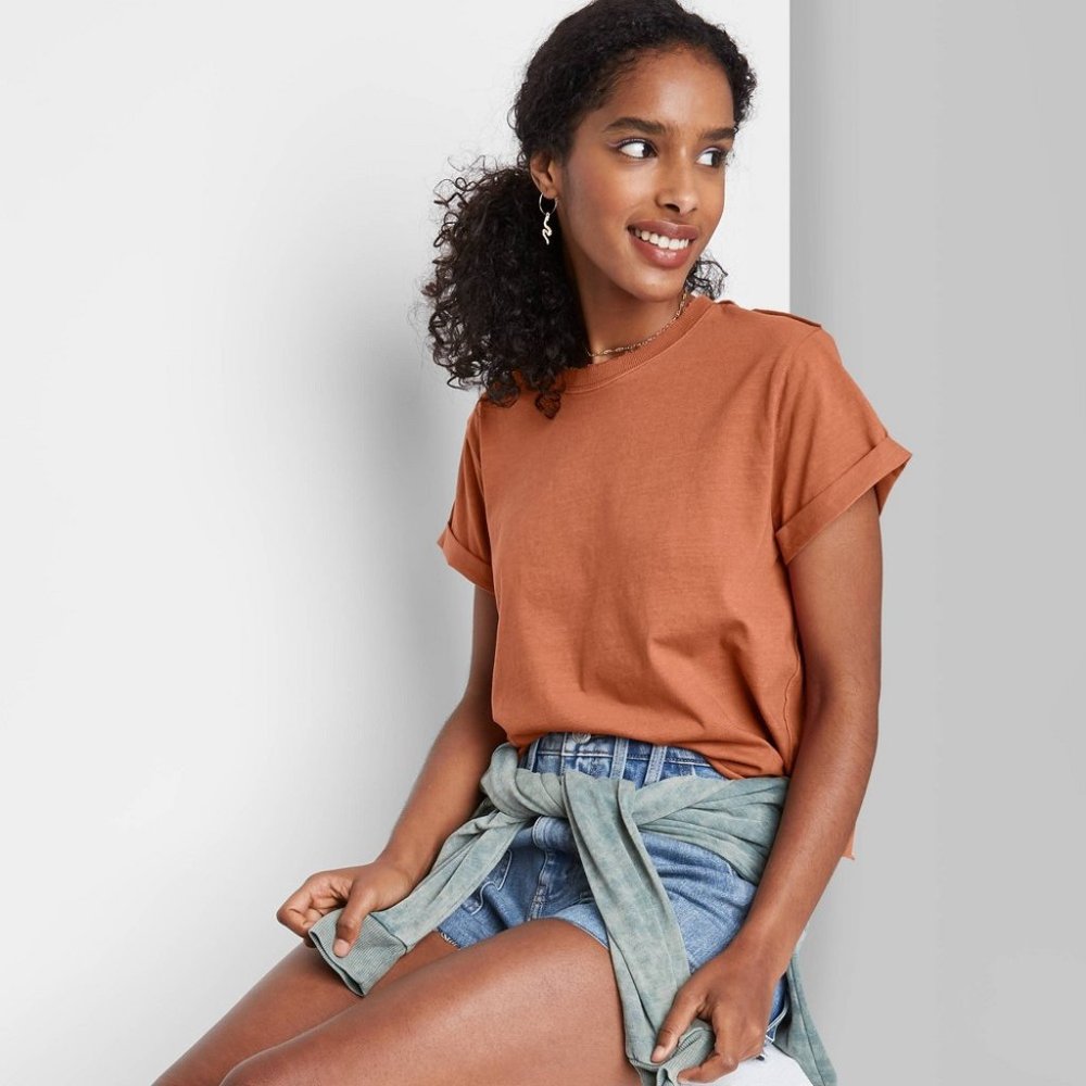 Wild Fable - Women's Short Sleeve Crop Top - Brown - S, M, L - Choose Size